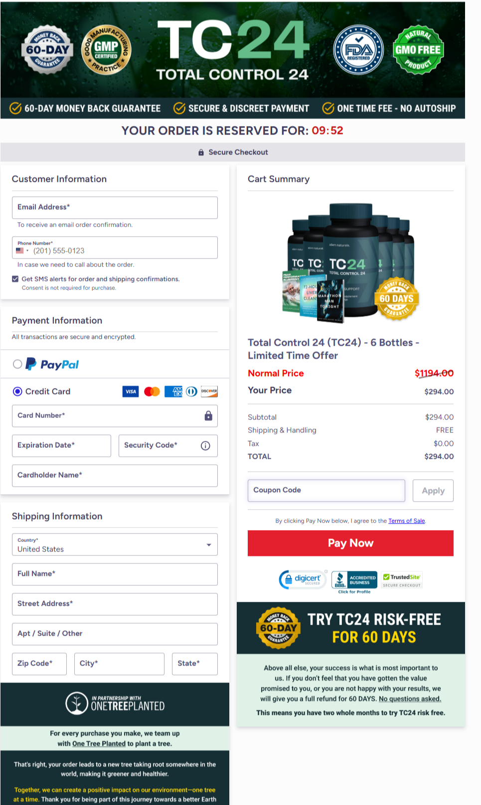 TotalControl24l Website Secure Order Page